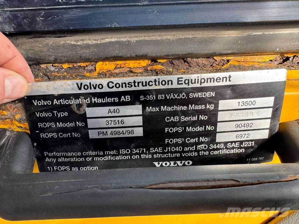 Volvo A 40 Articulated Dump Trucks (ADTs)