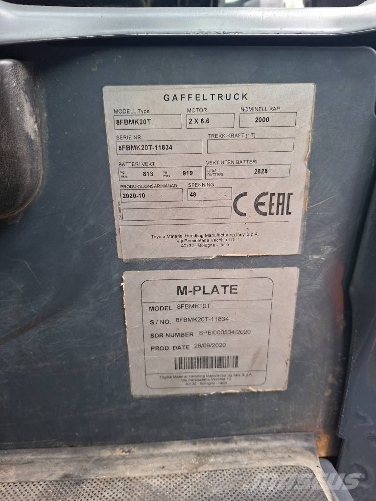 Toyota 8FBMK20T sähkötrukki Sähkötrukit