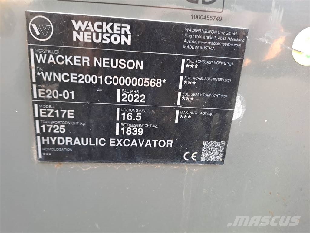 Wacker Neuson EZ17e Excavadoras sobre orugas
