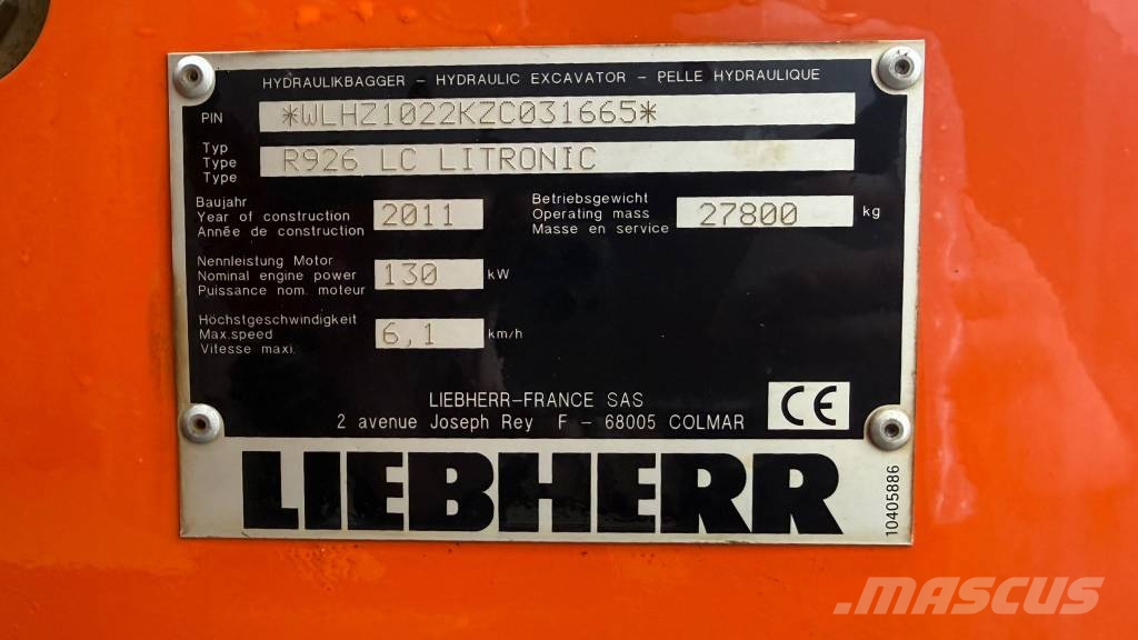 Liebherr R926 LC // BJ. 2011 / 18000H/SW/ZSA/ Beltegraver
