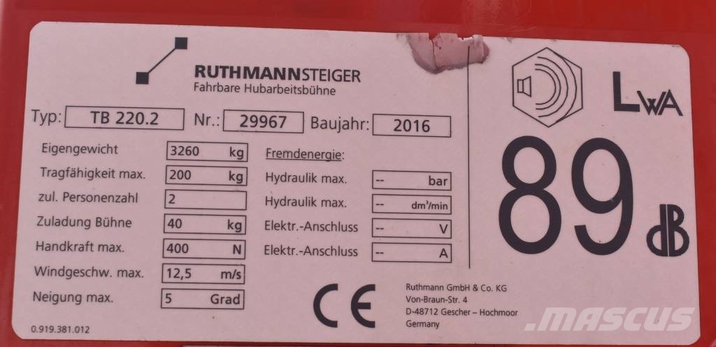 Ruthmann TB 220.2 车载式高空作业车