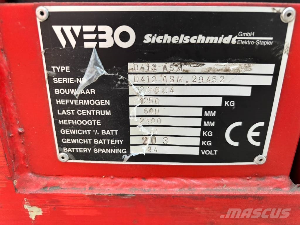 Sichelschmidt D 412 ASM 1250 kg stapelaar Stapelaar meeloop