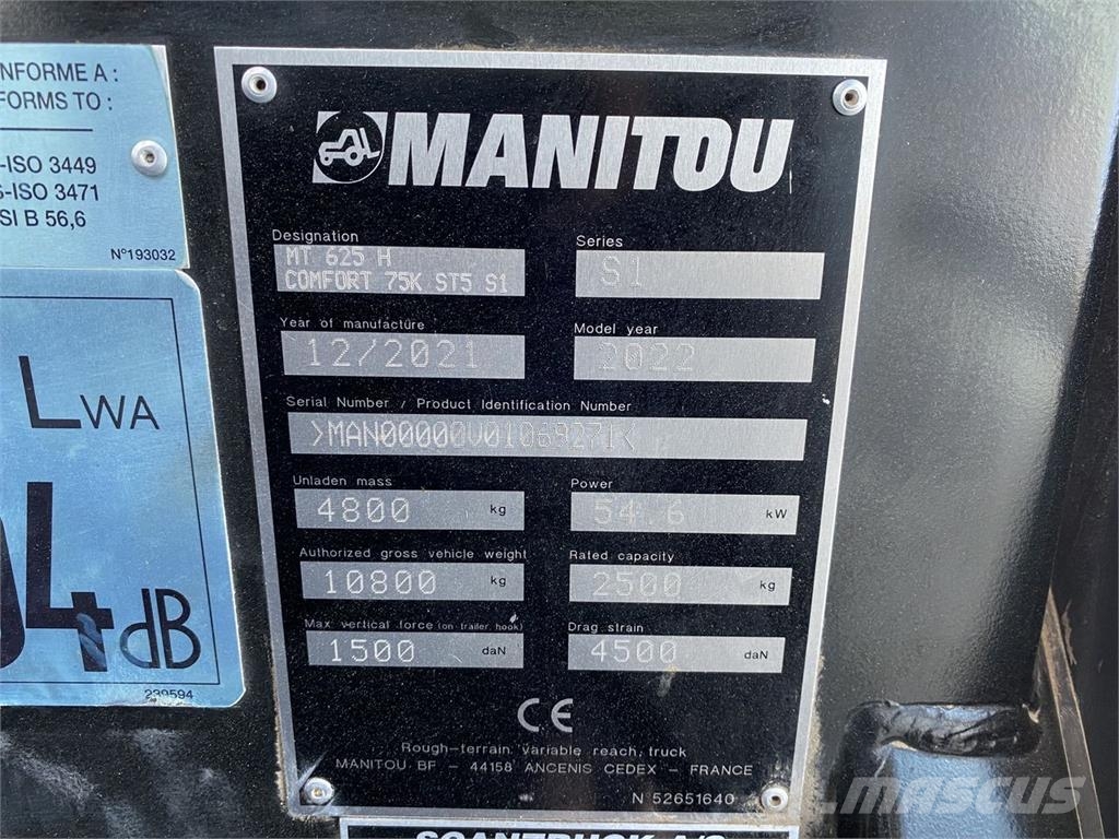 Manitou MT625H COMFORT ST5 Manipuladores telescópicos