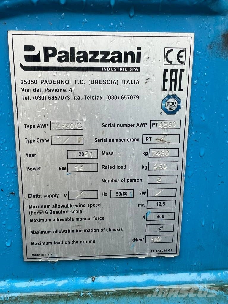 Palazzani TZ 330 Hybrid Articulated boom lifts