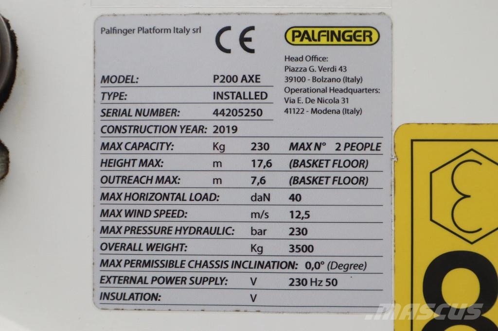 Palfinger P200 AXE | NISSAN NT400 | 20 METER | LOW KM F24P Pacēlāji uz automašīnas bāzes
