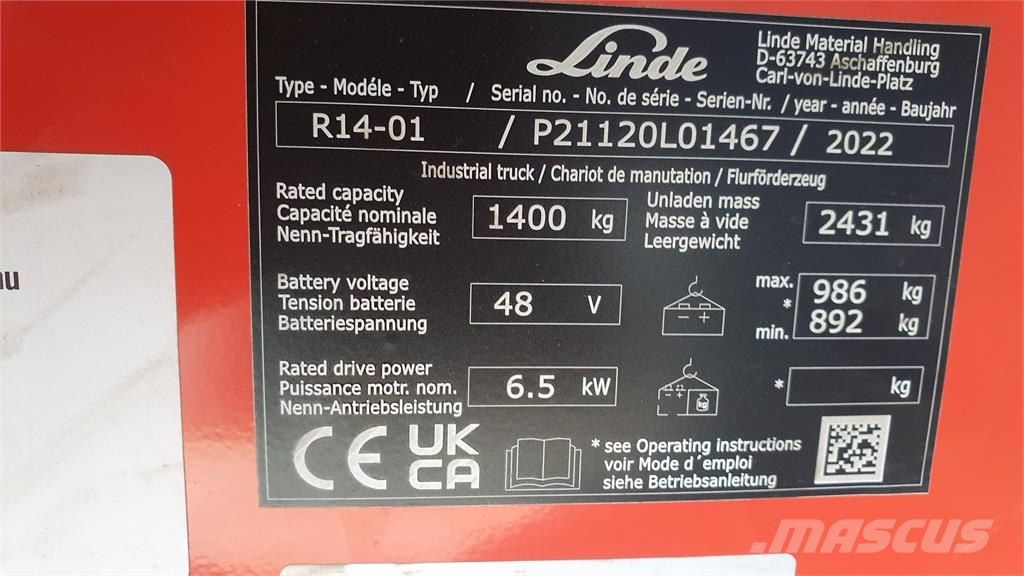 Linde R14 リーチフォークリフト