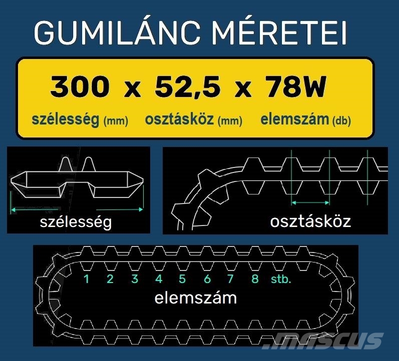  Gumilánctalp raktárról munkagéphez Chenilles