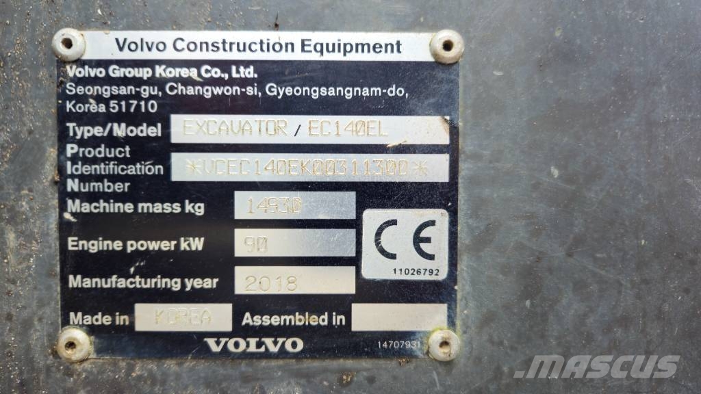 Volvo EC 140 EL Kāpurķēžu ekskavatori