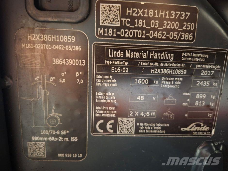 Linde E16 386 Serie Электропогрузчики