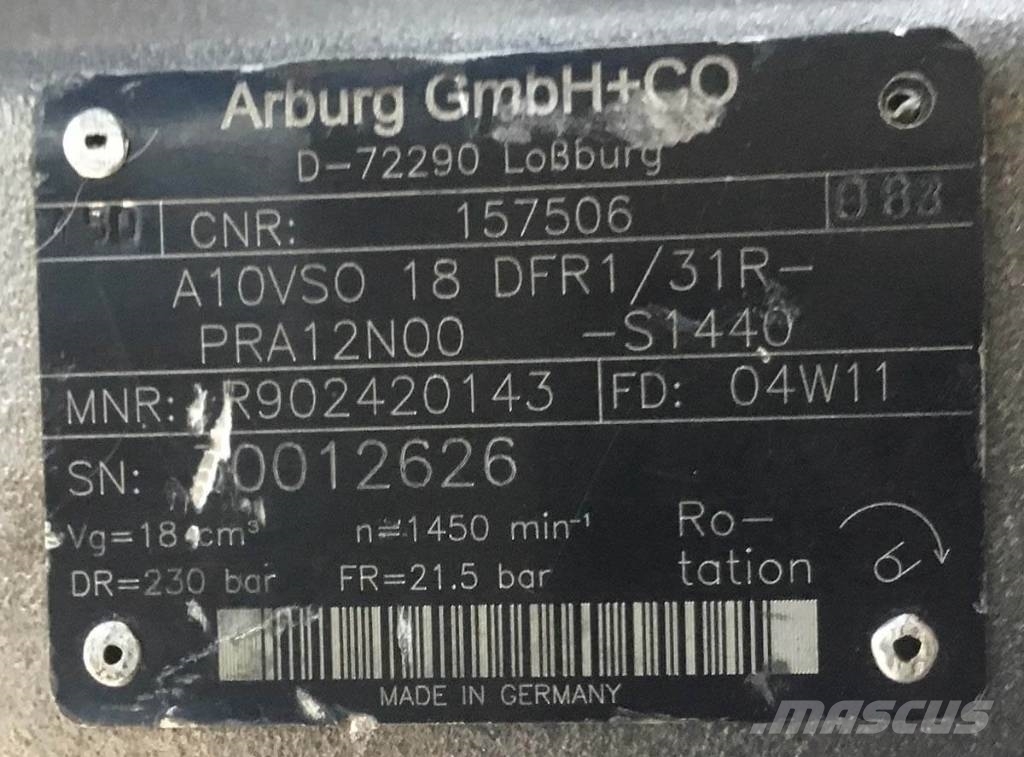  Arburg Gmbh+CO A10vs018 Hydraulika