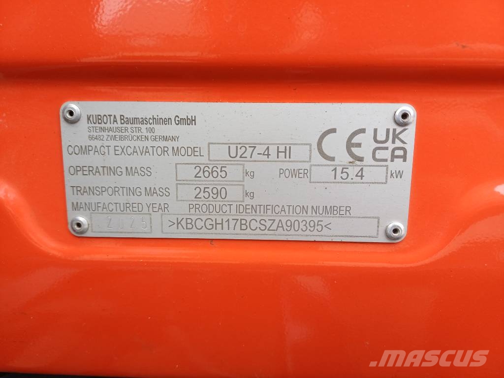 Kubota U27-4 HI 소형 굴삭기 7톤 미만