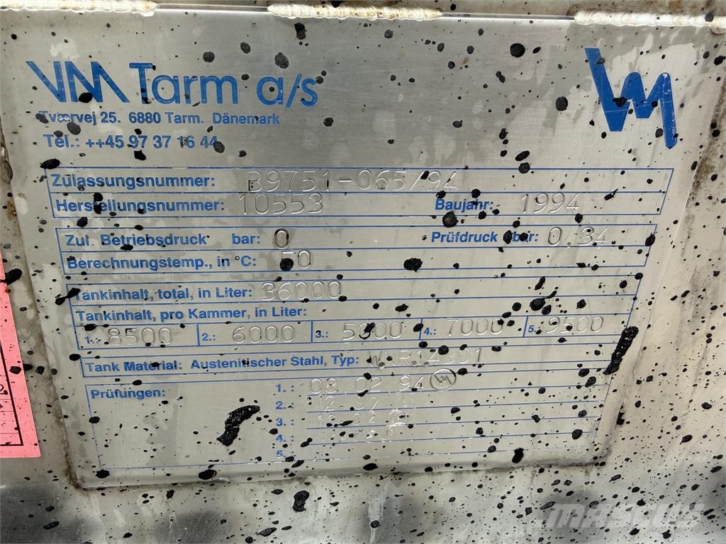 VIN 553 - VM TARM A/S potravinárska cisterna 36m3 izot Tankopleggers