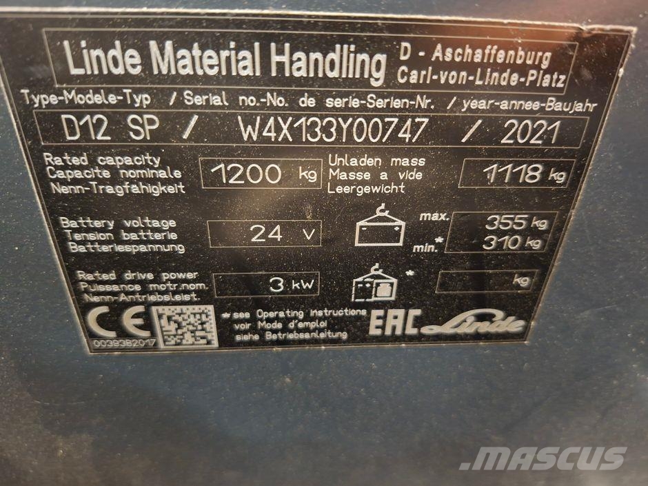 Linde D12 SP 133 Serie Deichselstapler
