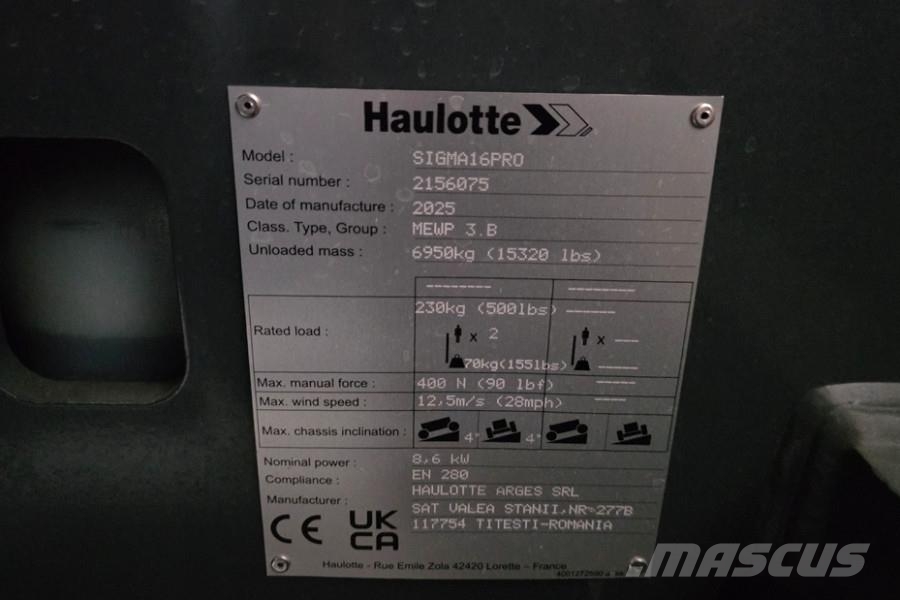 Haulotte SIGMA 16PRO Valid Inspection, Electric, 15.7m Work Zglobne podizne platforme