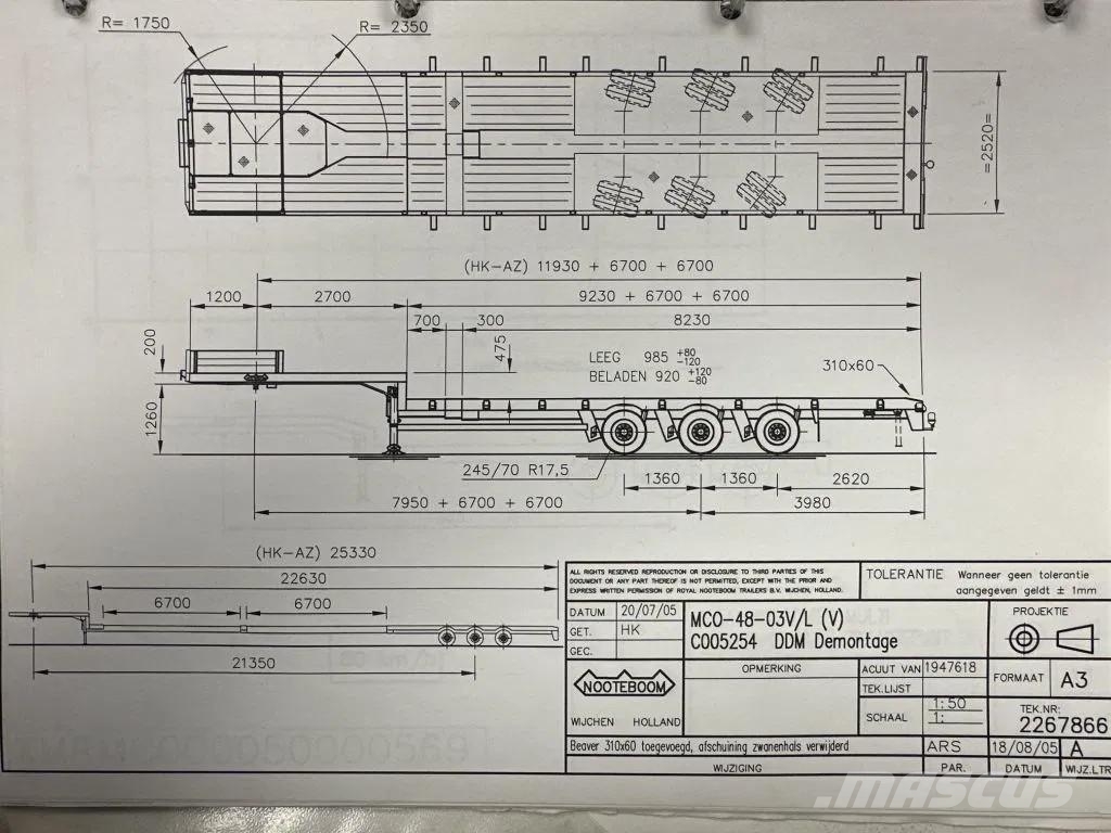 Nooteboom MCO-48-03V - DOUBLE EXTENDABLE, TOTAL 26.53 METER Tieflader-Auflieger