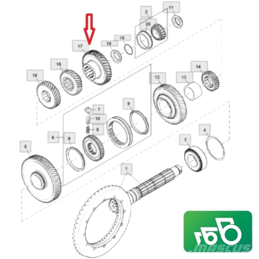John Deere 6170M Gear PowrQuad™ Gearbox R119982 Podvozky a zavěšení kol