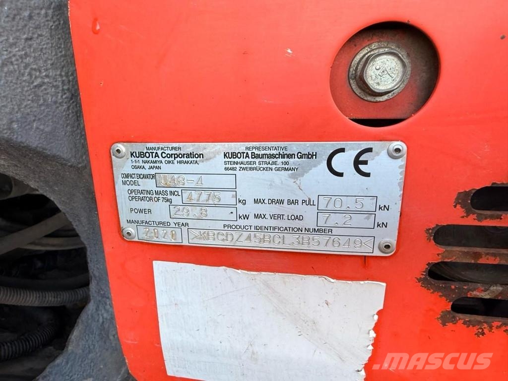 Kubota U48-4 - 4.8T - *FULL HYDR - *HYDR QUICKHITCH - *32 Minigraafmachines < 7t