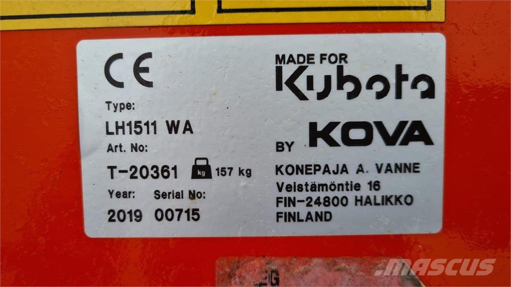 Kubota KOVA LH1511 WA 150CM 1000 RPM Підмітальні машини
