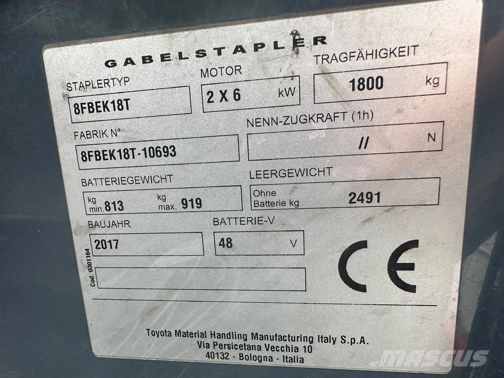 Toyota 8FBEK18T Elektrische heftrucks