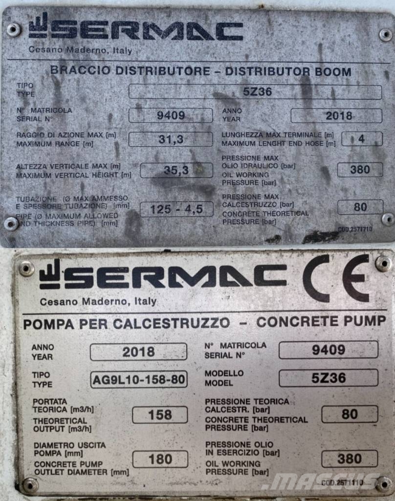 Mercedes-Benz AROCS 2643 6x4/SERMAC 5Z36 1er Main endommagée Betonpomptrucks