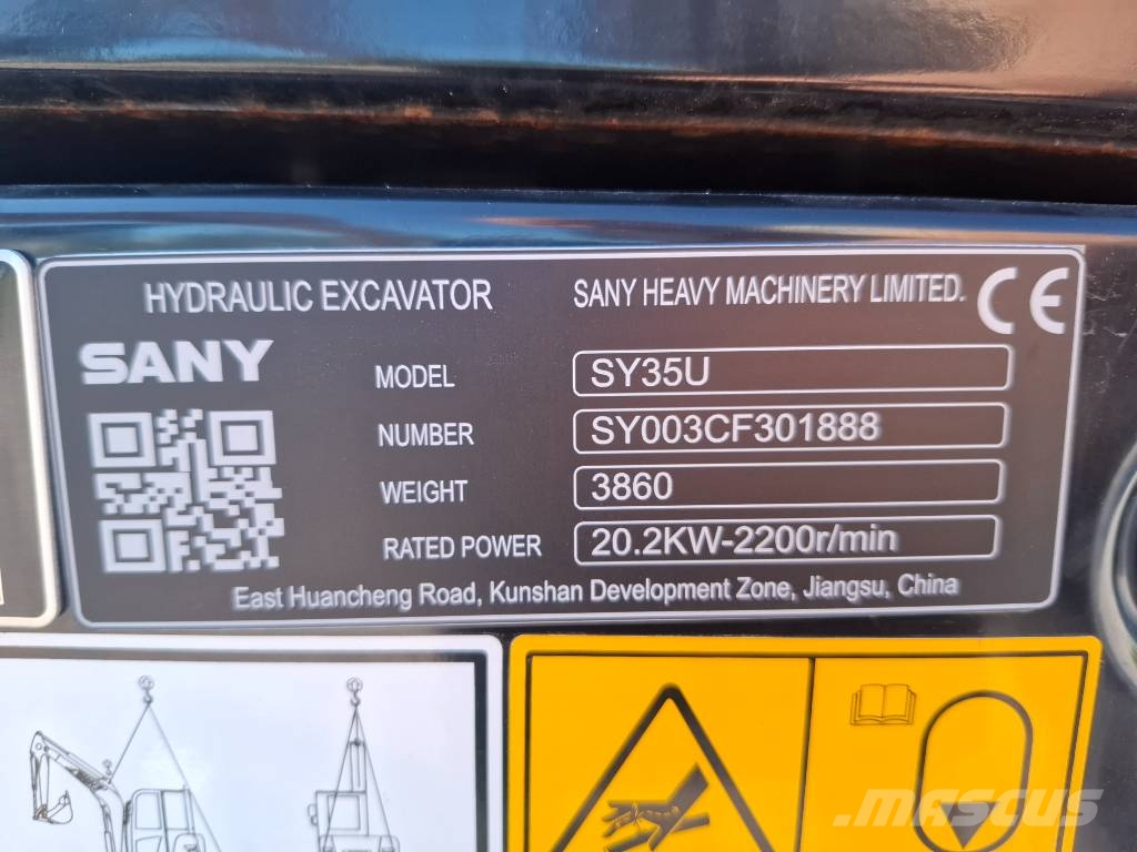 Sany SY 35 U Minigraafmachines < 7t