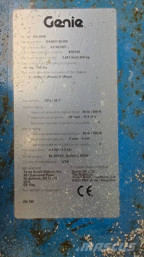 Genie GS 2646 Ανυψωτήρες ψαλιδωτής άρθρωσης
