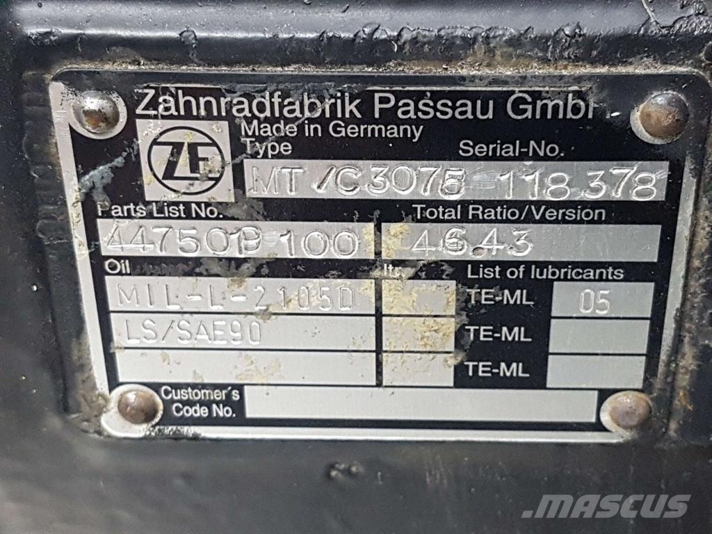 Hamm -ZF MT/C3075-4475219007-Axle housing/Achskörper Axles