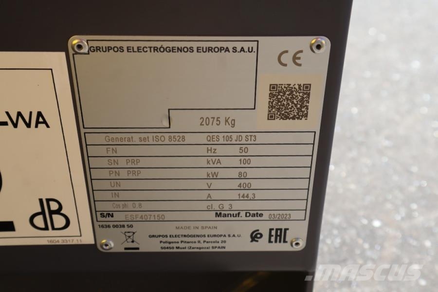 Atlas Copco QES 105 JD ST3 Valid inspection, Diesel, 105 kVA Générateurs diesel