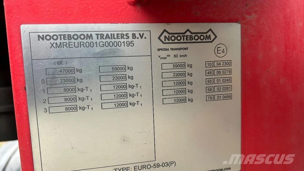 Nooteboom euro | 3 asser | pendel x | gieksleuf | 4 m uitsch نصف مقطورة مسطحة منخفضة