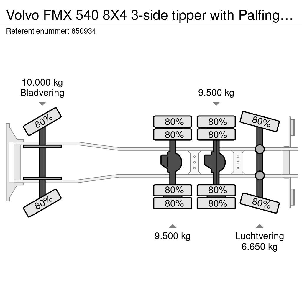 Volvo FMX 540 8X4 3-side tipper with Palfinger PK34000-S Gruas Todo terreno