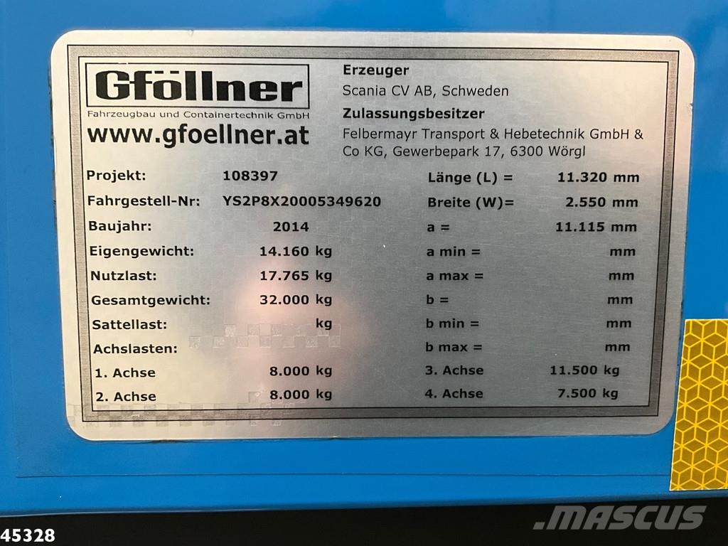 Scania P 410 8x2 Euro 6 Retarder Autotransporter met hydr Автовозы