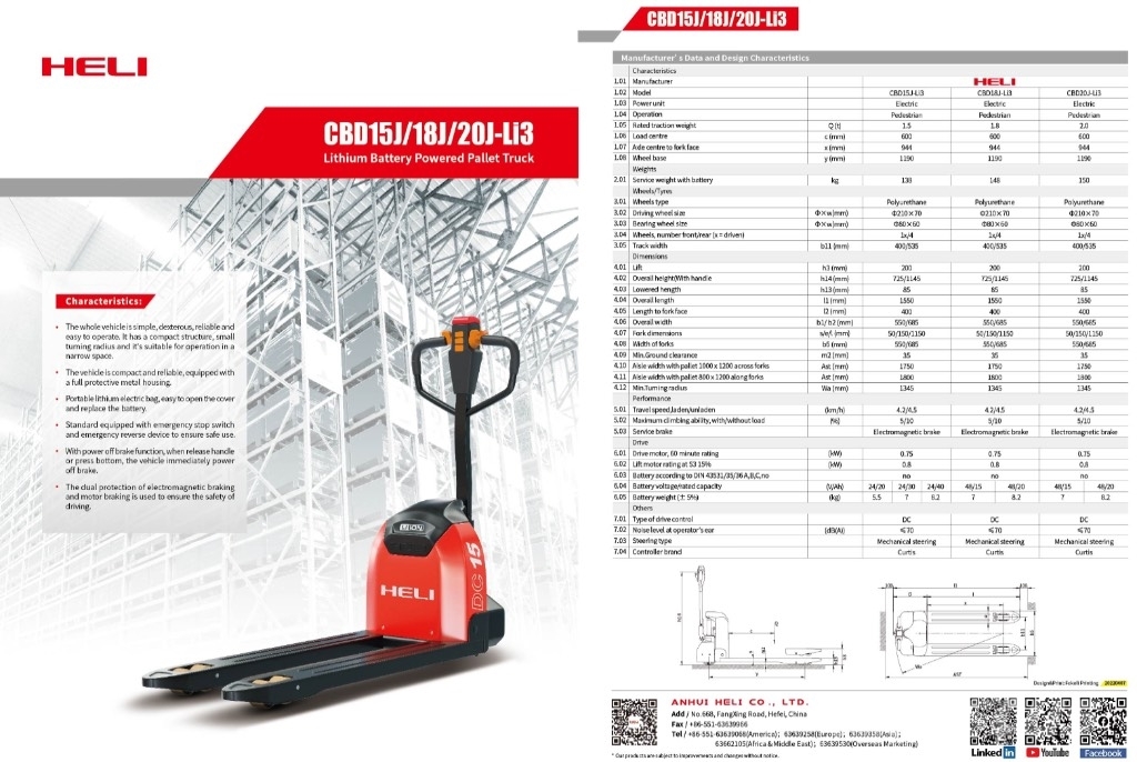 Heli CBD20J-LI3 Lavansiirtovaunu Lavansiirtotrukit