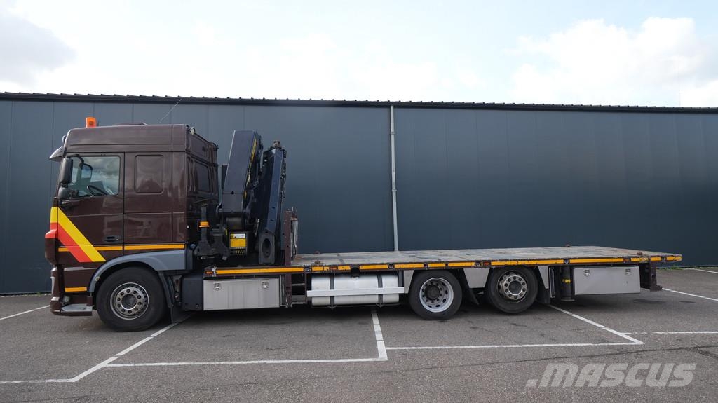 DAF XF 460 6x2 flatbed truck with Palfinger PK 50002-E Allterrängkranar