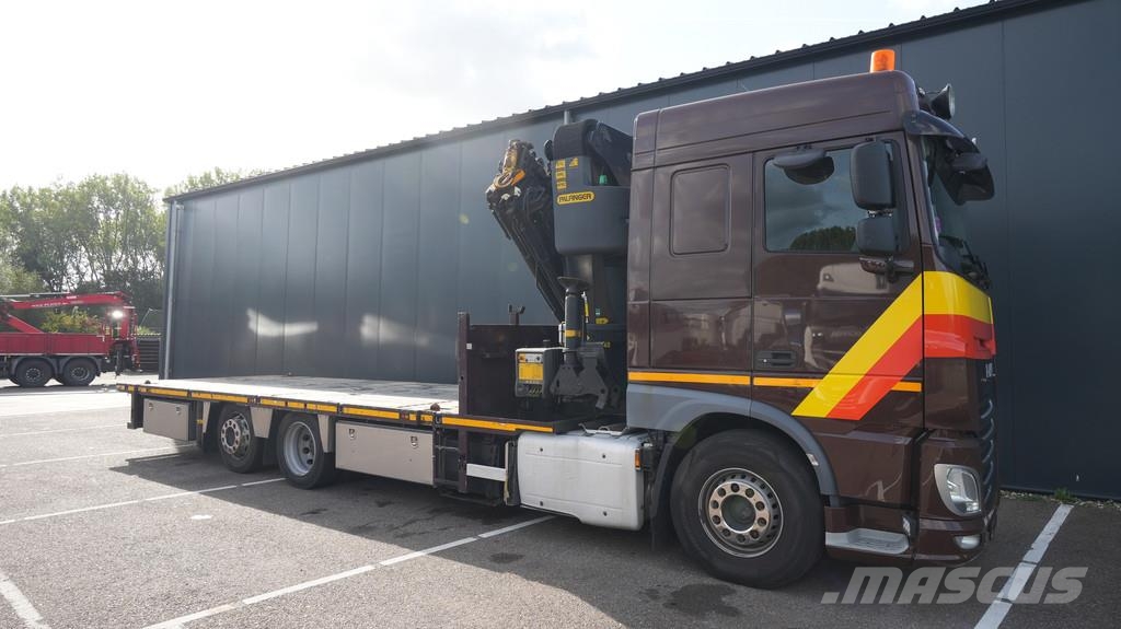 DAF XF 460 6x2 flatbed truck with Palfinger PK 50002-E Allterrängkranar