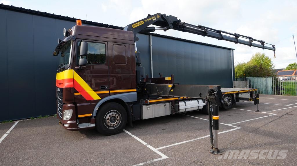 DAF XF 460 6x2 flatbed truck with Palfinger PK 50002-E Allterrängkranar