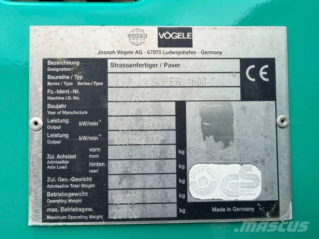 Vögele SUPER 1600-2 Finisseur