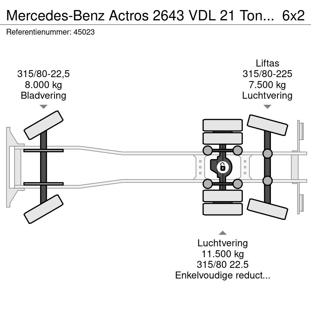 Mercedes-Benz Actros 2643 VDL 21 Ton haakarmsysteem Камиони с кран с кука