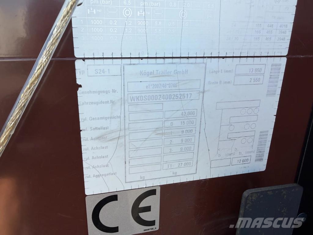 Kögel Schufzeil -dak / Lift-As / APK 03-2027 Tentpoolhaagised