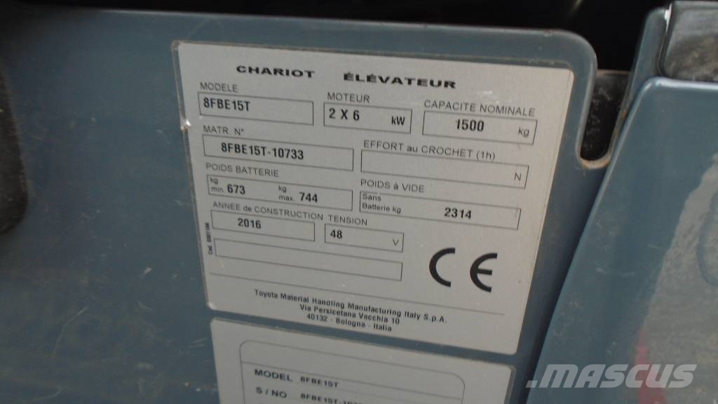 Toyota 8 FB E 15 Ηλεκτρικά περονοφόρα ανυψωτικά κλαρκ