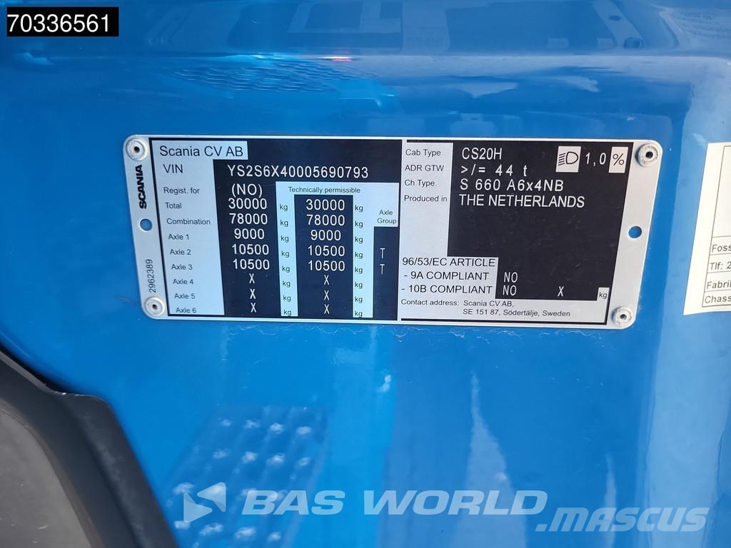 Scania S660 6X4 ADR! WB315 Retarder Full-Air Liftachse Le Sadulveokid