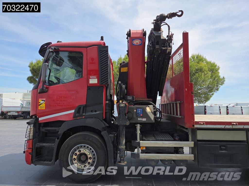 Renault C 380 6X2 Grua HMF 4020K-RC 6x Prolongas Mando con 平板式/側卸式卡車