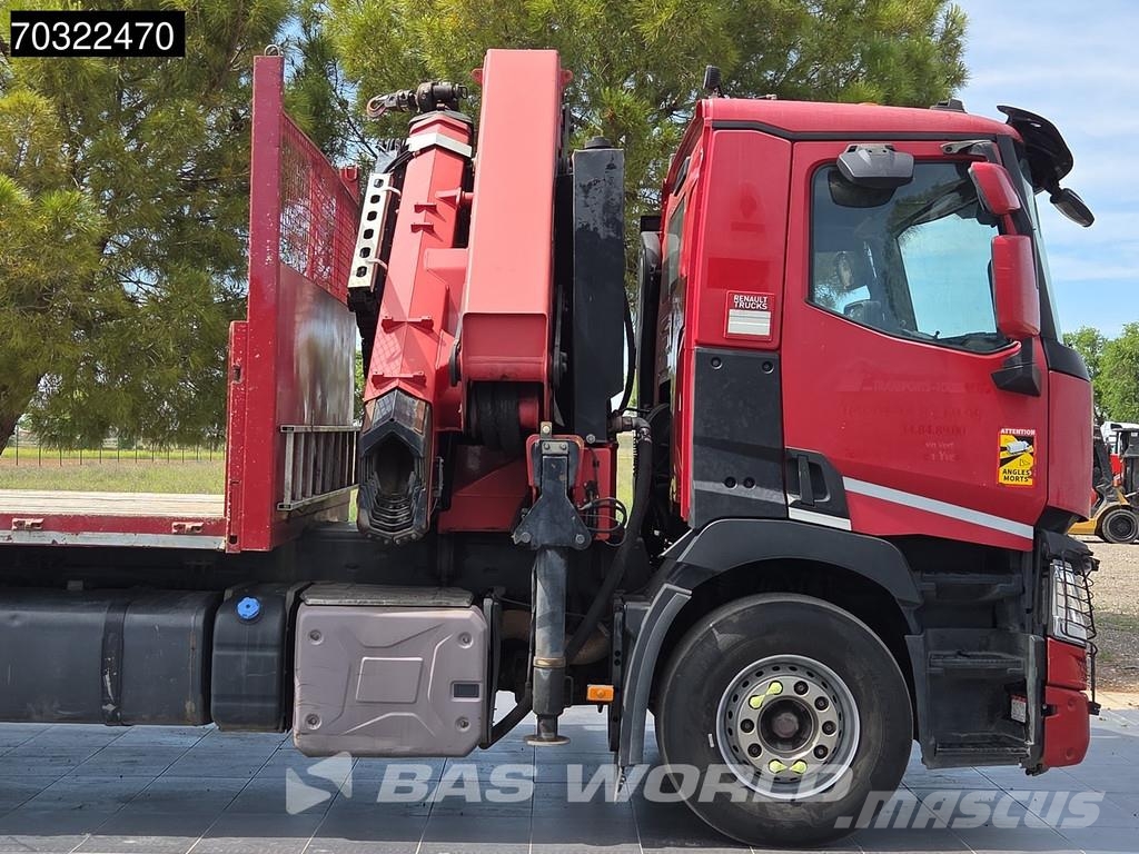 Renault C 380 6X2 Grua HMF 4020K-RC 6x Prolongas Mando con 平板式/側卸式卡車