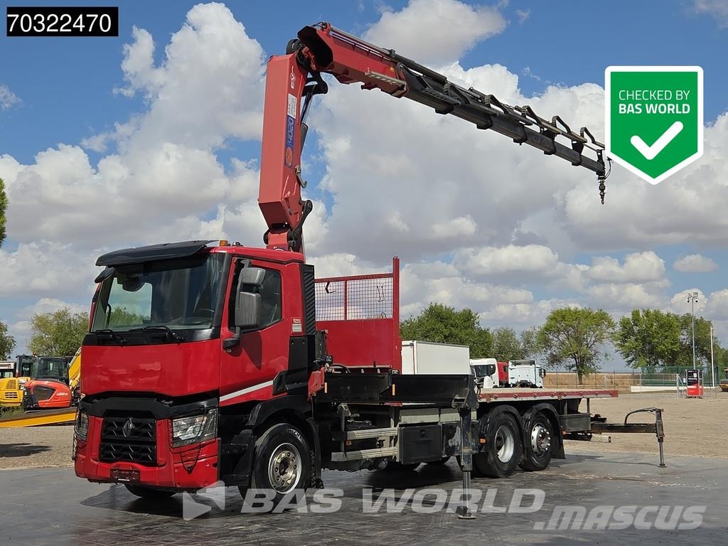 Renault C 380 6X2 Grua HMF 4020K-RC 6x Prolongas Mando con 平板式/側卸式卡車