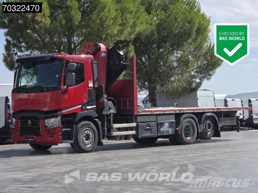 Renault C 380 6X2 Grua HMF 4020K-RC 6x Prolongas Mando con 平板式/側卸式卡車