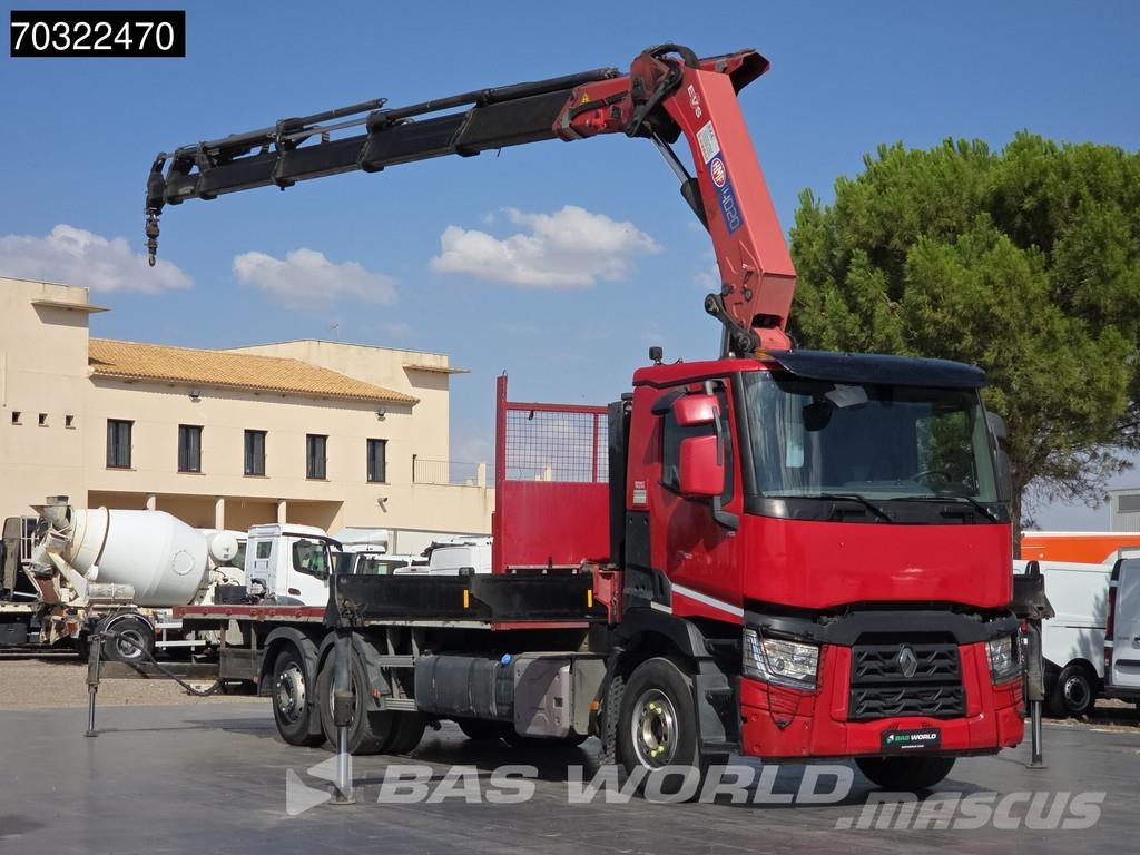 Renault C 380 6X2 Grua HMF 4020K-RC 6x Prolongas Mando con 平板式/側卸式卡車