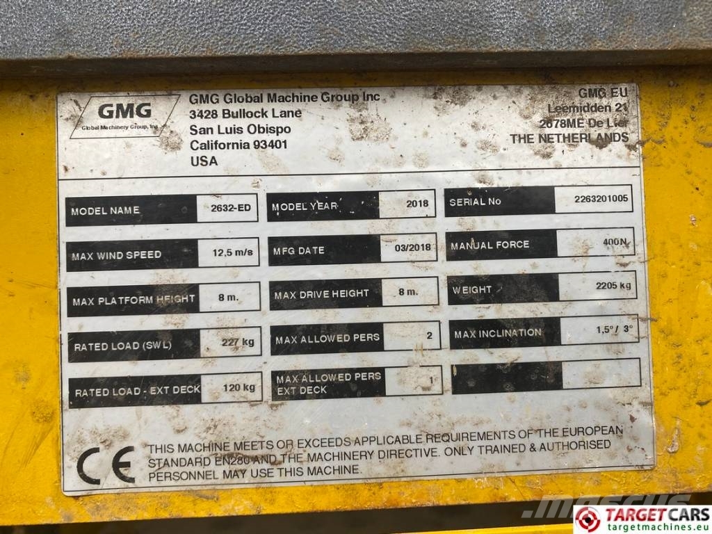GMG 2632-ED Electric Scissor Work Lift 983cm Schaarhoogwerkers