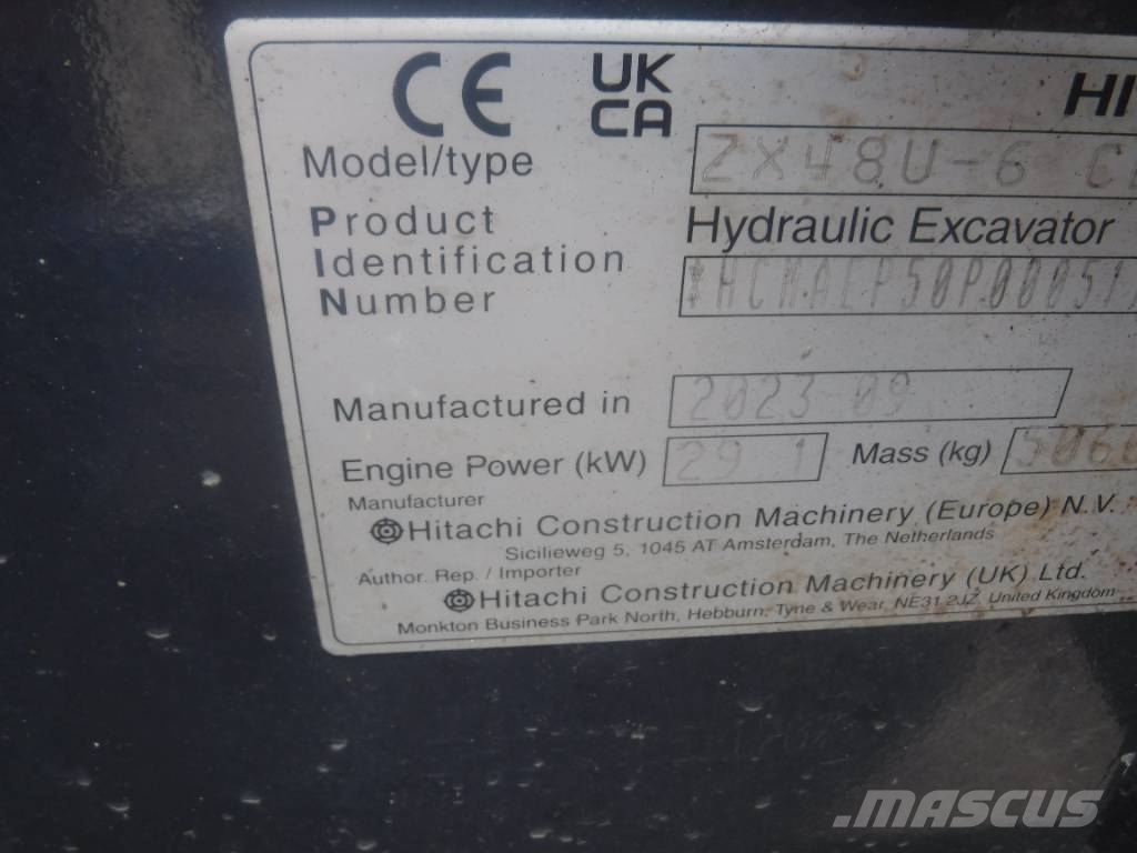 Hitachi ZX 48 U-6 小型挖土機/掘鑿機<7t(小型挖掘機)