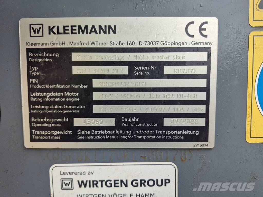 Kleemann MC 110 Evo 2 Iseliikuvad purustid