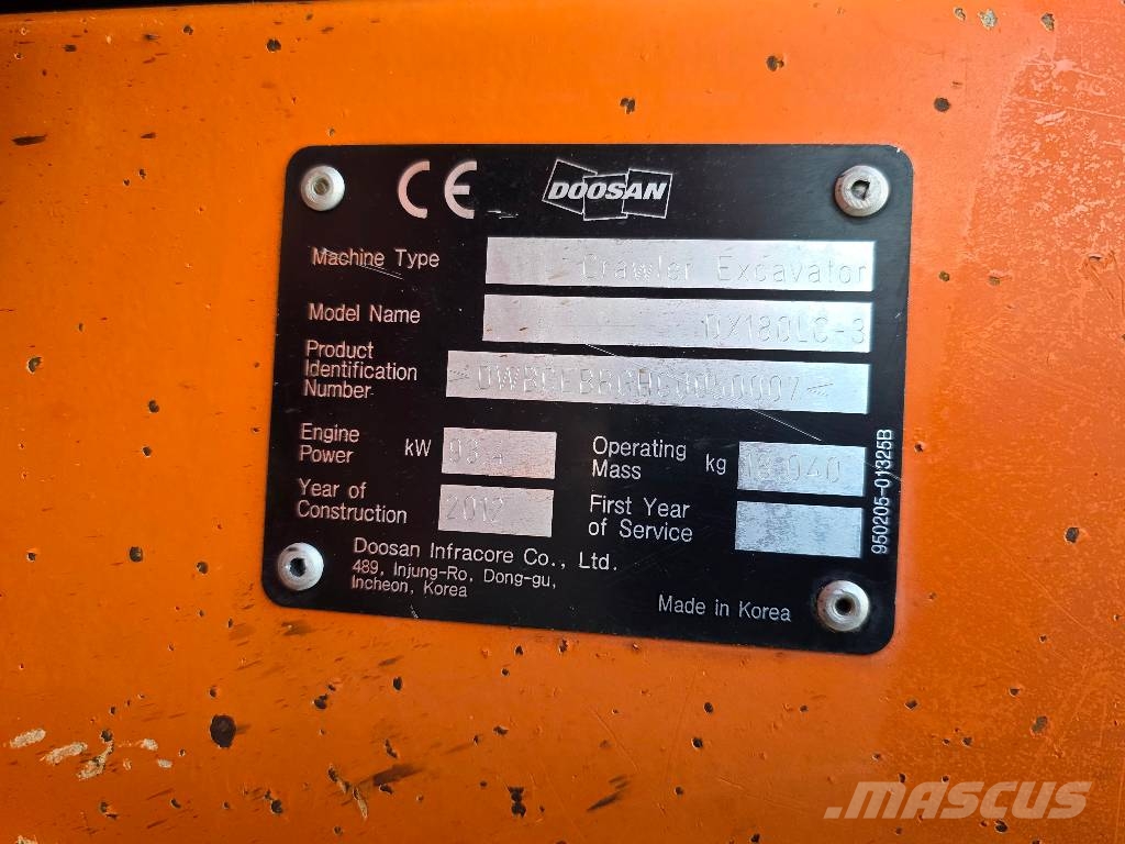 Doosan DX 180LC-3, 2012 ROK 대형 굴삭기 29톤 이상