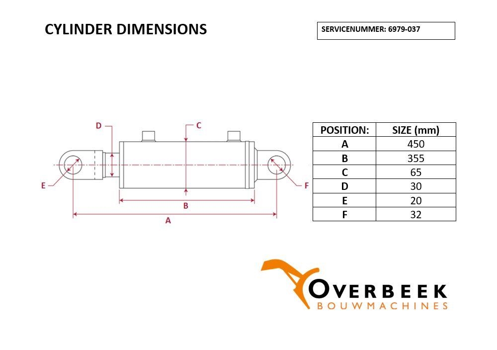 Hydr. Cilinder D30/55-450/250 - Cylinder/Zylinder Hidraulice